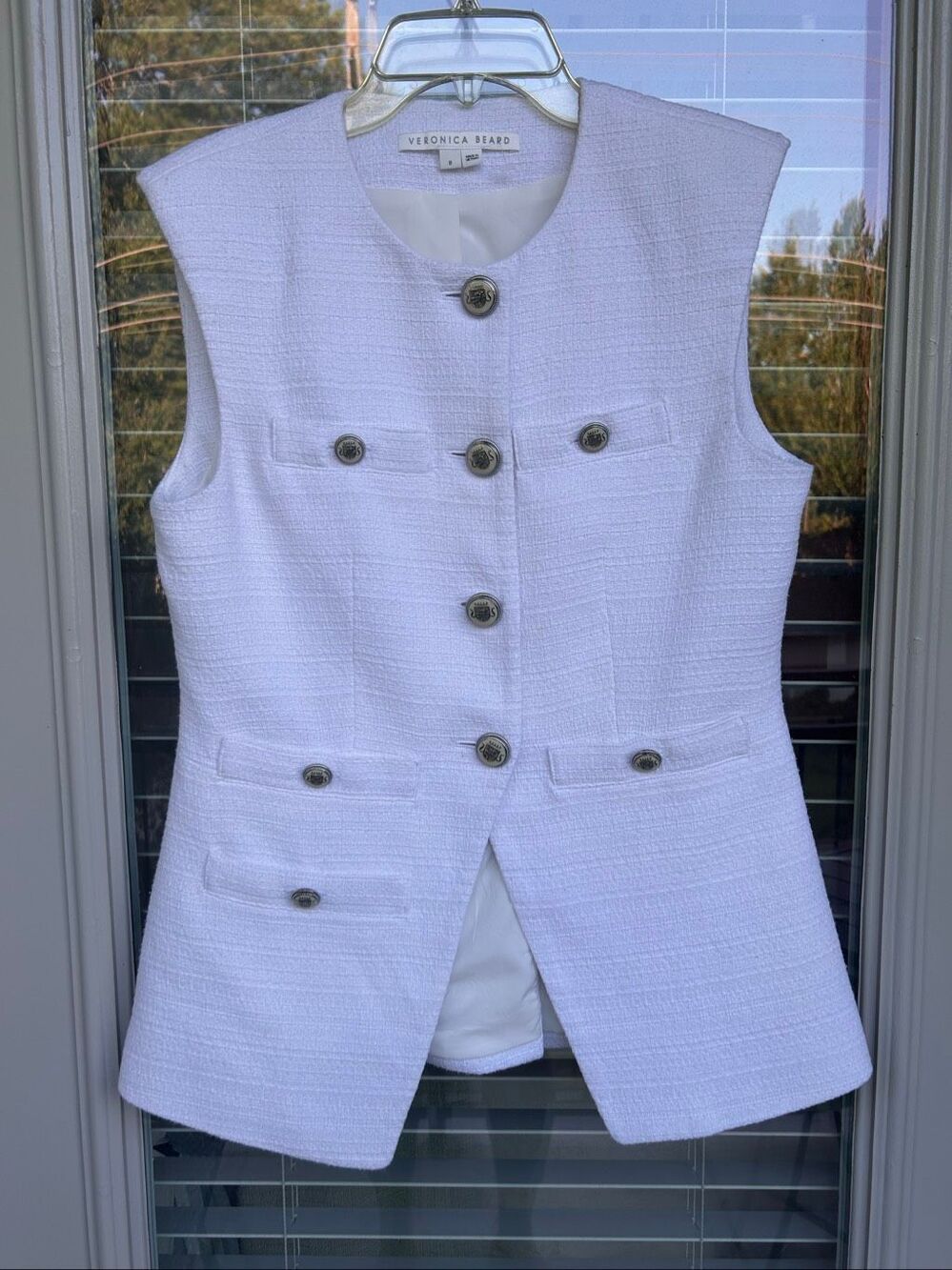 Veronica Beard Tamara White Textured Blazer Vest Size 8 - Picture 11 of 11
